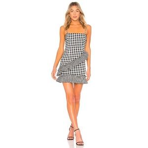 Lovers and Friends Black and White Gingham Asymmetric Ruffle Dress, size small
